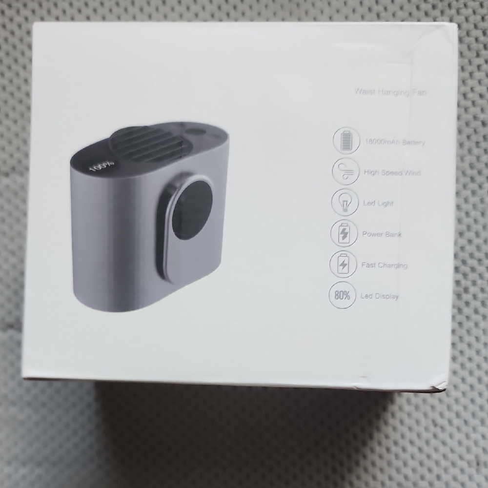 Portable Fan with Power Bank - Gray